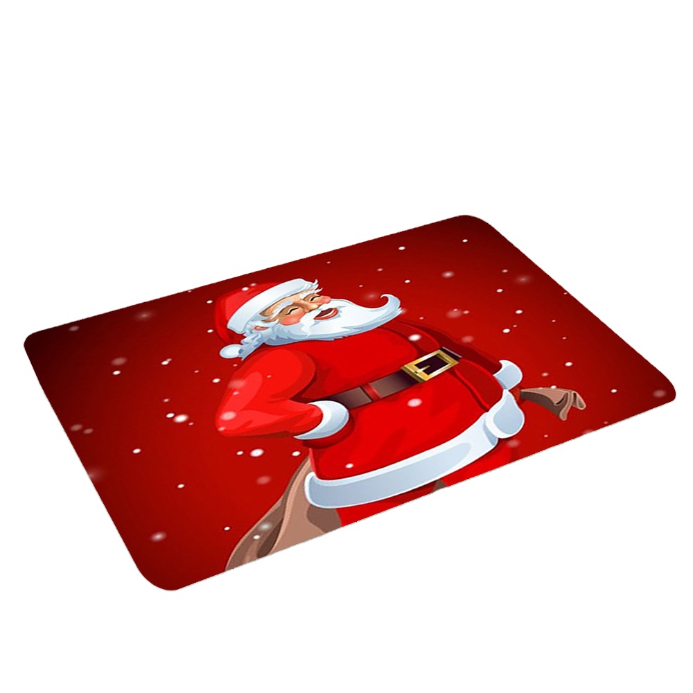 Christmas Design Soft Non Slip Floor Door Mats Waterproof Printing Flannel Carpets and Rugs for Home