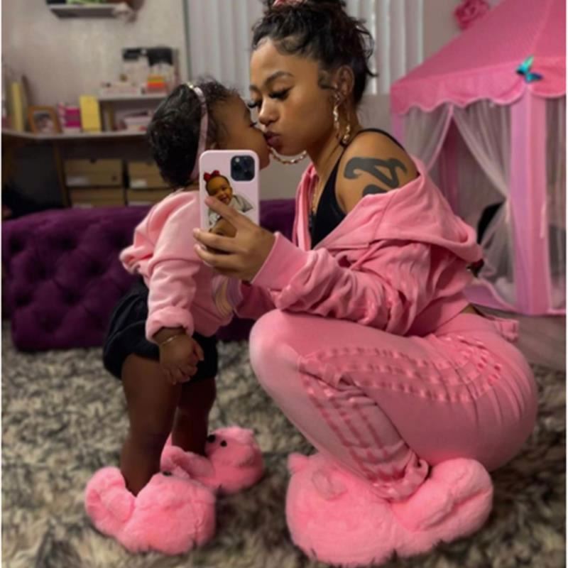 Custom Winter Warm Indoor children adult Fluffy Fur Bedroom Ladies bear Slippers 2021