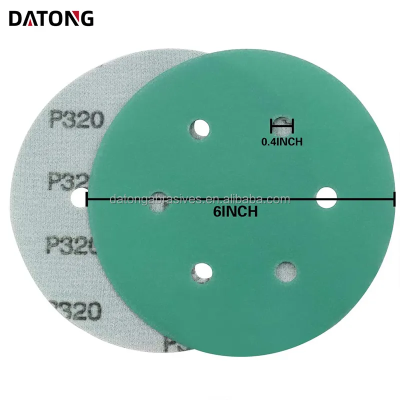 Datong Factory price High quality abrasives 6 inch 6 holes green Ceramic Sanding Disc For Metal and Wood Grit 100