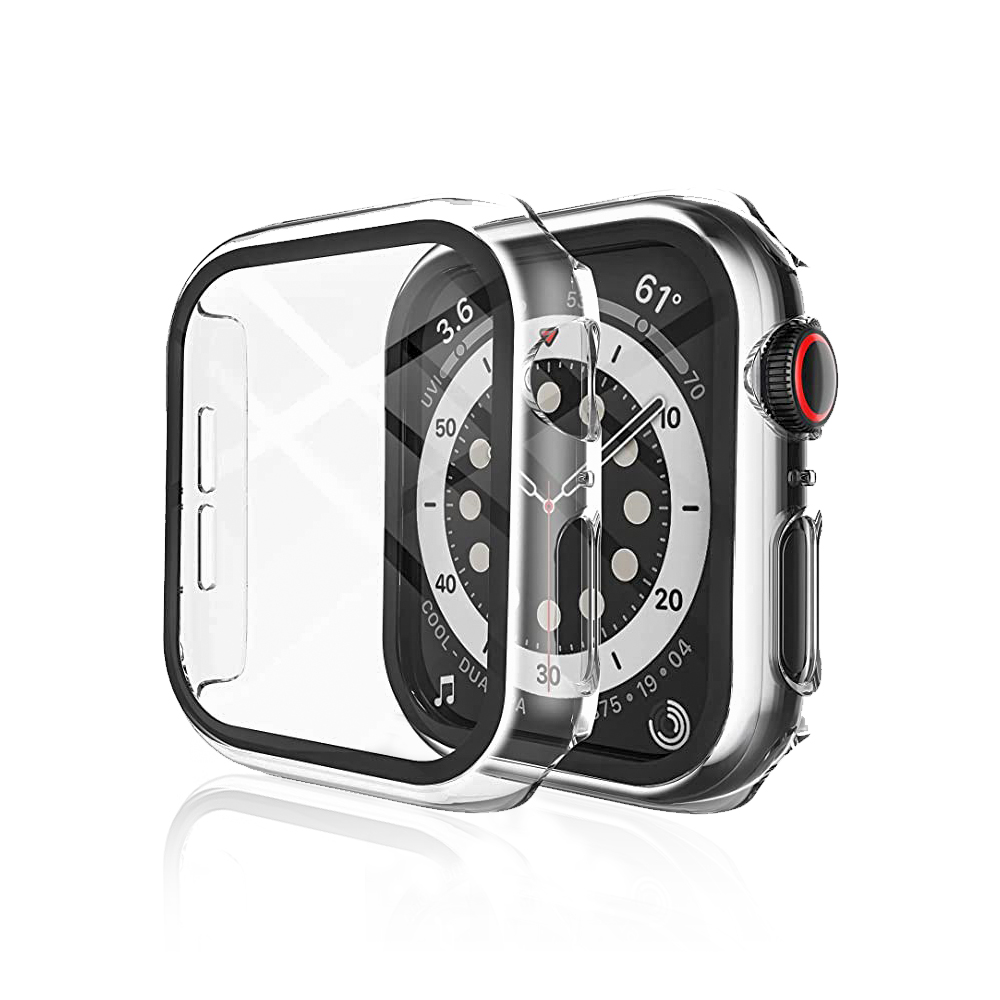 Case for Apple Watch Built-in Tempered Glass Screen Protector Hard PC Protector Cover for iWatch 6/SE 40mm 44mm