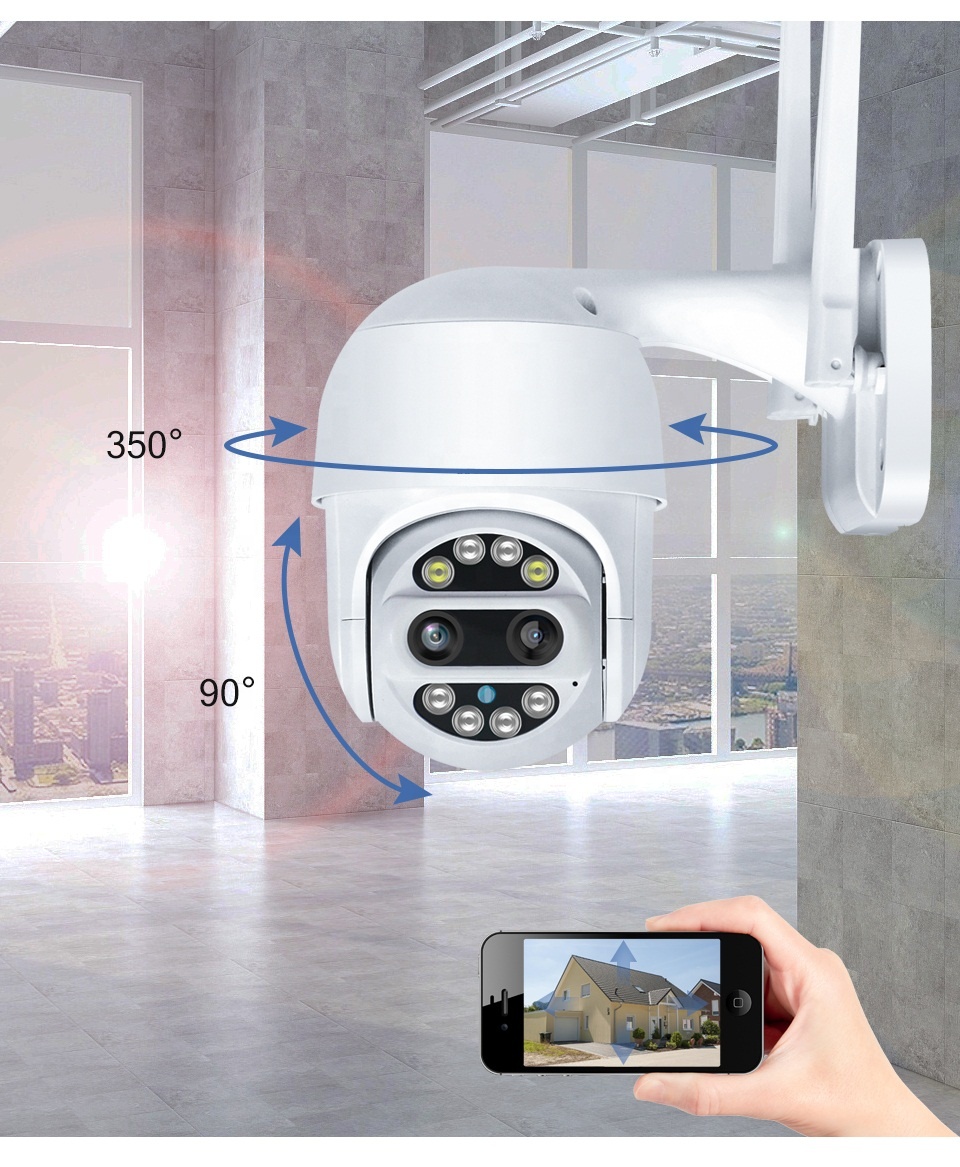 Беспроводной Wi-Fi Открытый PTZ ip-камера безопасности двухдиапазонный IP66 всепогодный двухканальную аудиосвязь 1080p камера