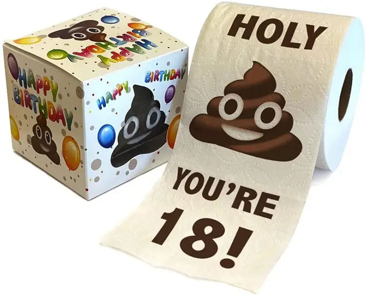 Factory Wholesale 18th Birthday Party Custom Funny Novelty Gag Gift Joke Printed Bathroom Tissue Toilet Paper Roll