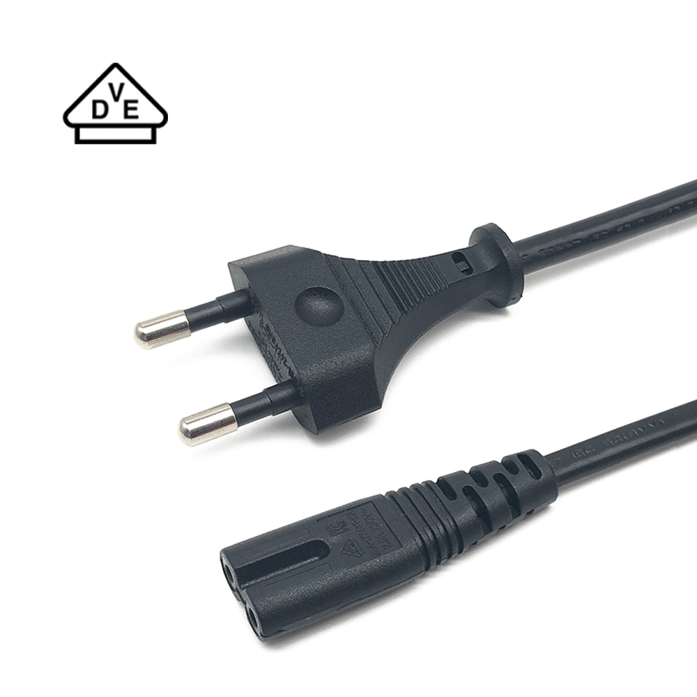 Европейский стандарт VDE 2Pin Plug 250V 2.5A -10A в соответствии со стандартом IEC C7 ЕС 2-контактный шнур питания переменного тока