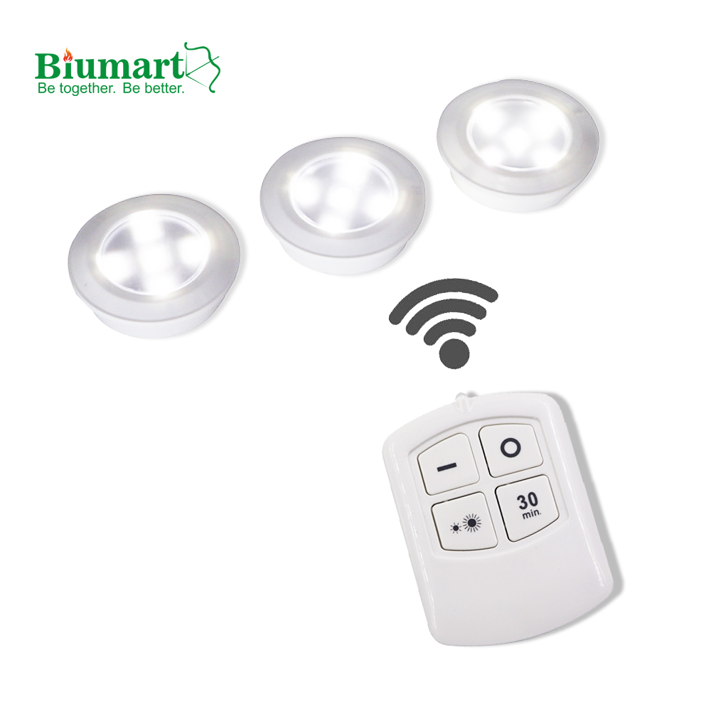Biumart поверхностного монтажа 3pk 1w 5v яркий беспроводной под Витрина Полка свет 5 шт. SMD Светодиодная лампа с дистанционным управлением шайба настенный светильник для кухни