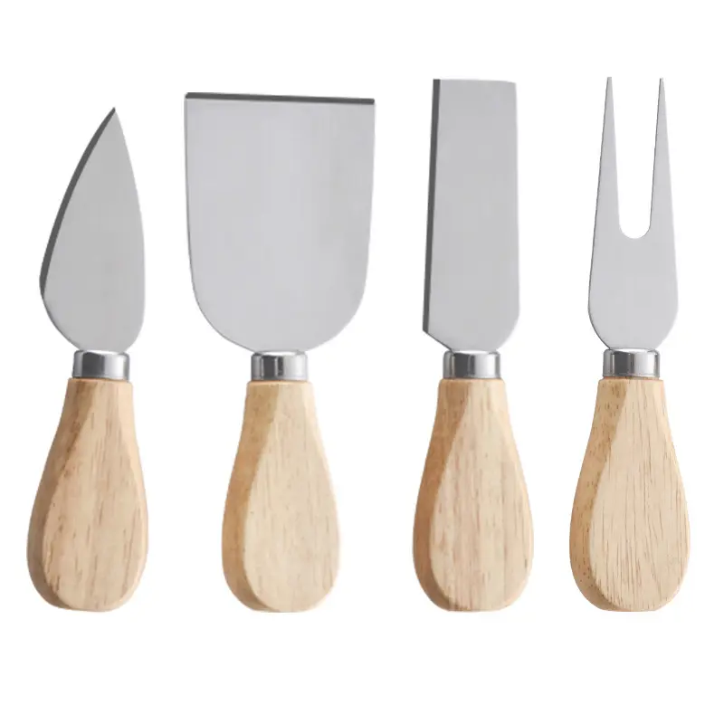 Cheese Slicer Butter Spreader Forks Stainless Steel Acacia Wood Handle 6pcs Cheese Knife Set With Box