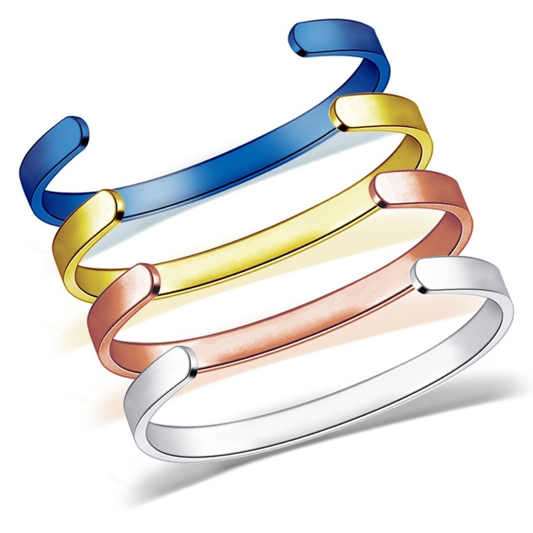 Fashion 2021 stainless steel bracelet custom 6MM ladies multicolor C-shaped open bracelet