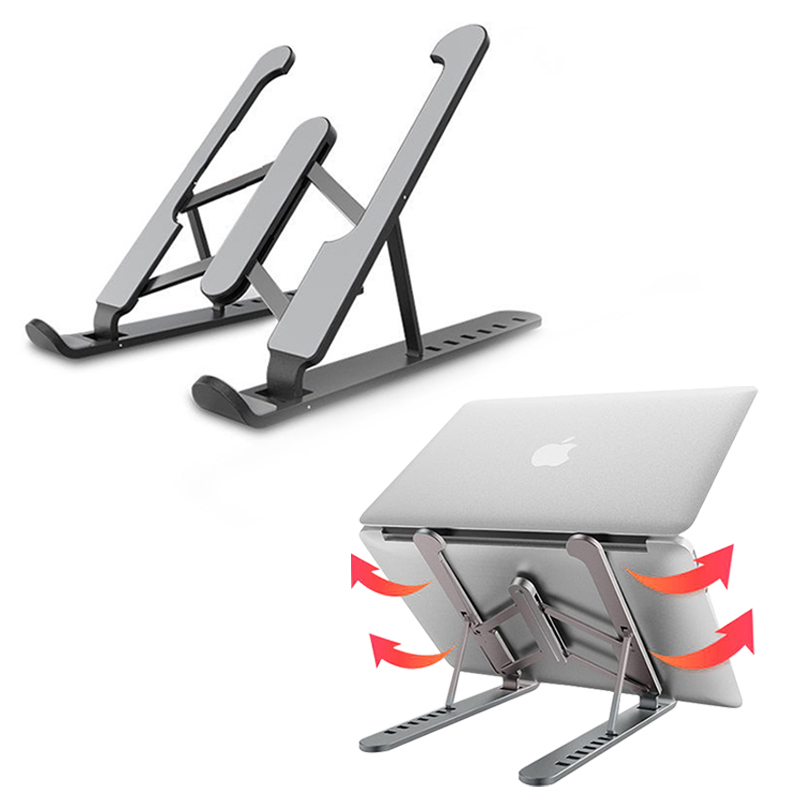 2021 Factory Inventory Instock Foldable Adjustable Portable Silicone ABS Aluminum Alloy Desk Laptop Holder Stand