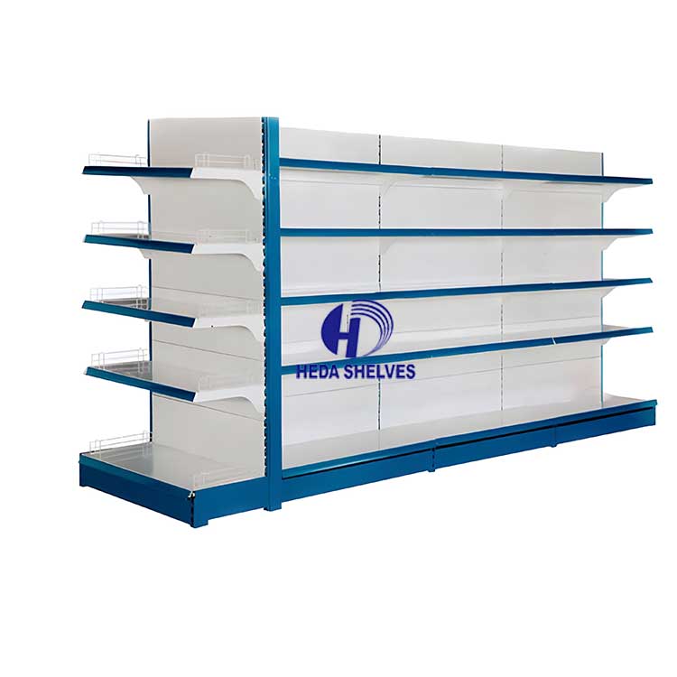 Guangzhou Heda Supplier Metal Supermarket Shelves Lozier Gondola Shelving Shop Racks Shelves For Retail Store Double-Sided