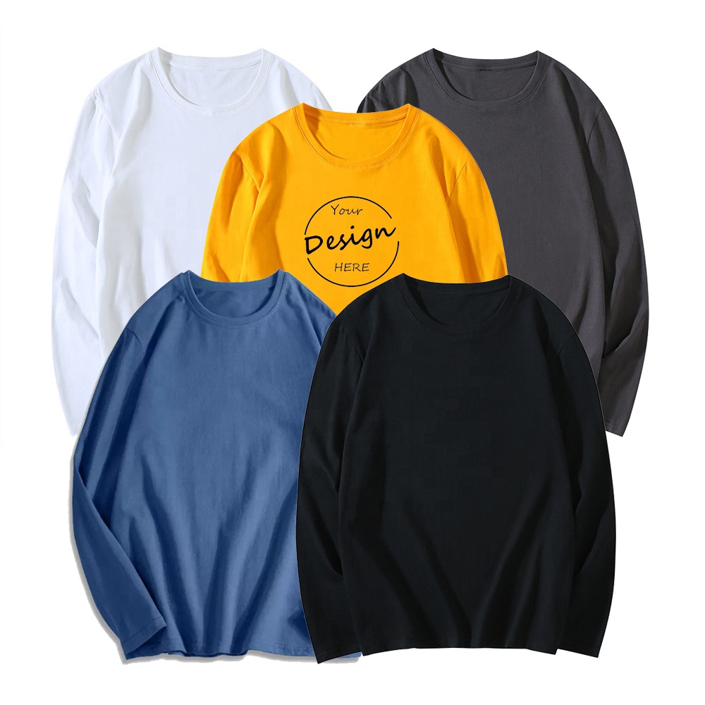 Cheap price custom long sleeve t shirt men 100% organic cotton oversized t shirt long sleeve graphic t-shirts for men casual
