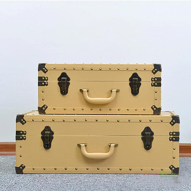 Retro suitcases luggage eather suitcase storage container box household storage appliances case decoration