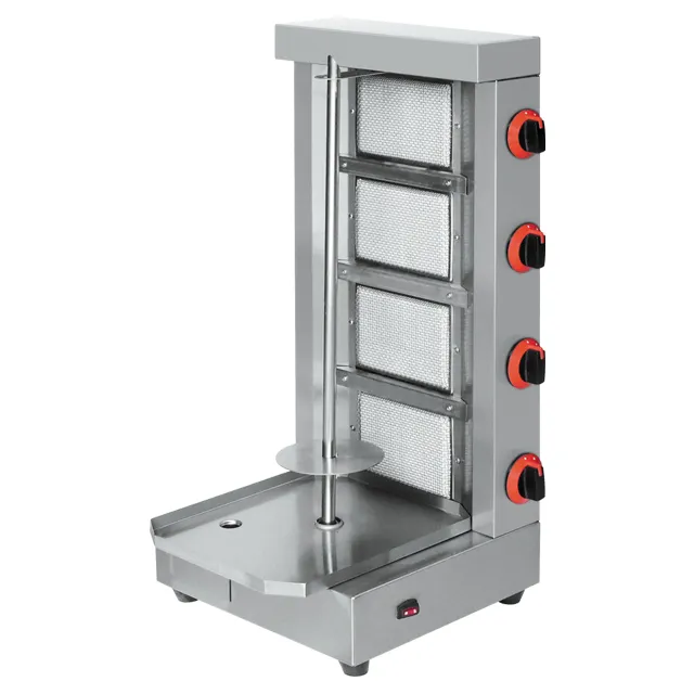 Vertical Doner Kebab Gas Shawarma Machine For Fast Food Service Equipment Grill With 4 Burner