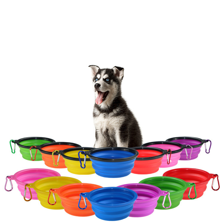 Outdoor Travel Custom Your Logo Modern New Large Dog Adjustable Portable Silicone Feeding Water Food Collapsible Dog Bowl Pet