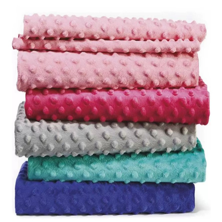 Wholesale No MOQ In Stock Supper Soft And Comfortable Tissus Minky Dot Fabric Blanket Fabric For Baby
