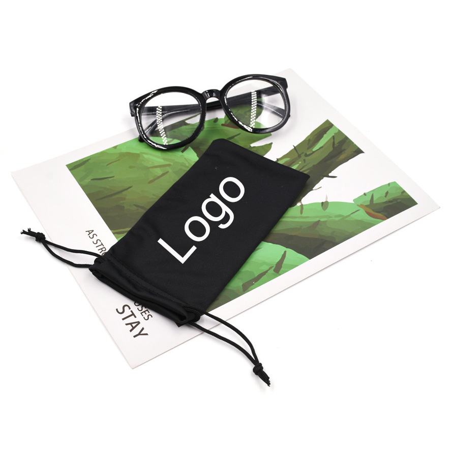 Customized Logo Sun Glasses Pouch Microfiber Polyester Sunglasses Bag Estuche para Gafas Lentes Etuit Lunettes OEM