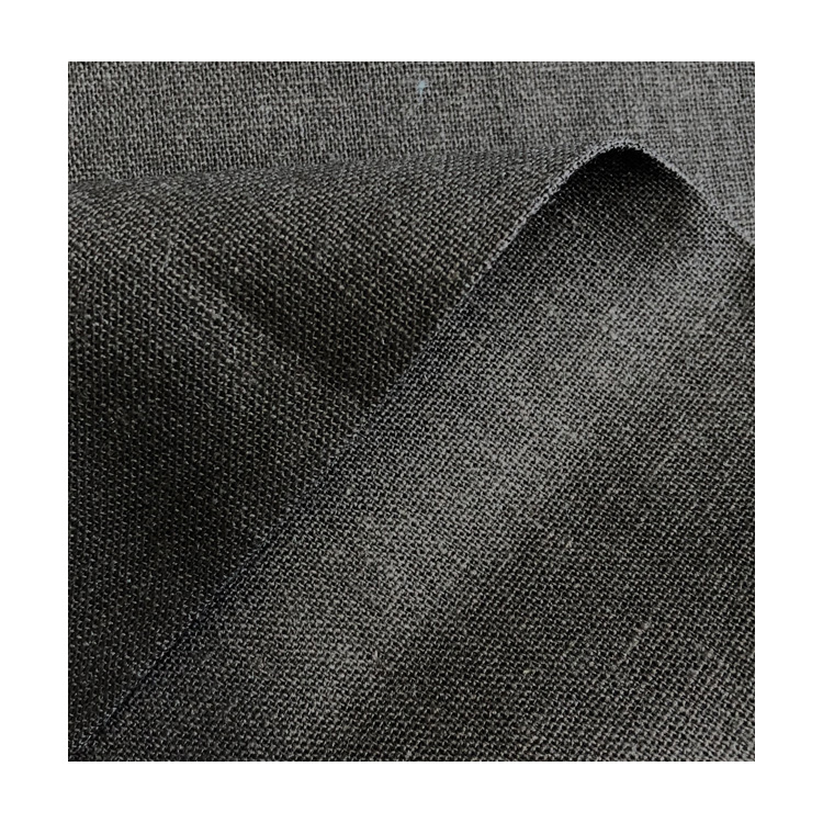 Timely 195GSM 55%linen 45% rayon viscose blend black fabric for shirts