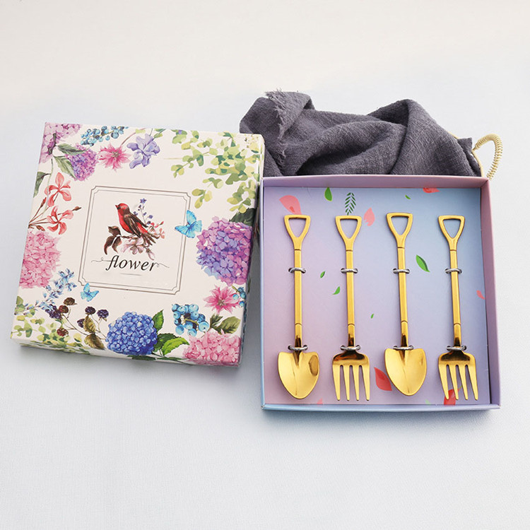 Wholesale Cheap 304 Stainless Steel Unique Wedding Cutlery Gold Metal Small Dessert Forks