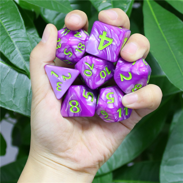 Набор кубиков высокой четкости purple25-30mm жемчуга для DND и RPG jumbo