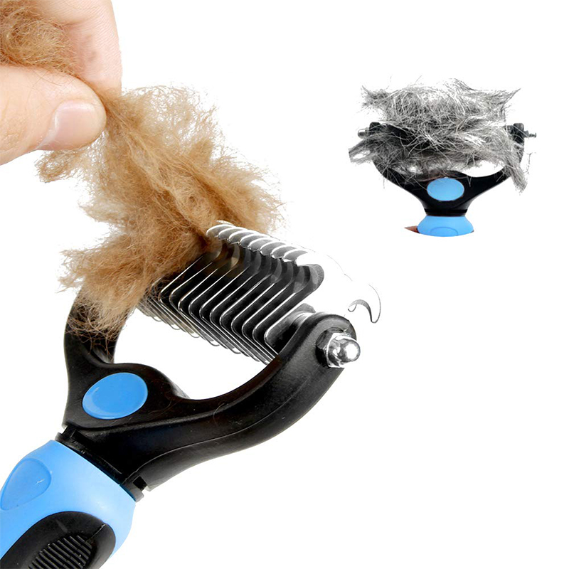 L size Pet Grooming Tool 2 Sided Undercoat Rake for Cats Dogs