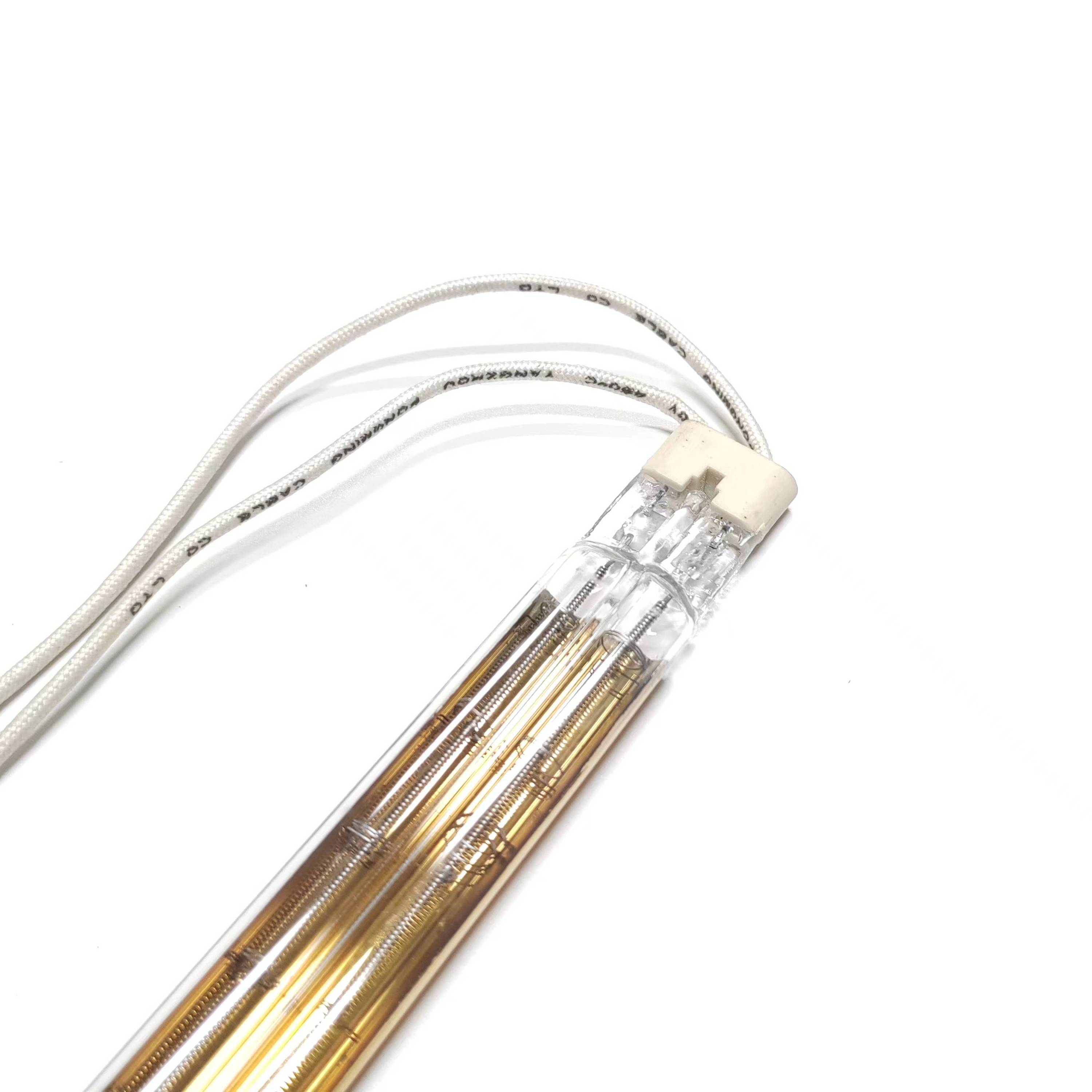 Twin Tube 380V 5000W 900mm Half Gold Coating Short Wave Infrared Quartz Heating Halogen IR Lamp