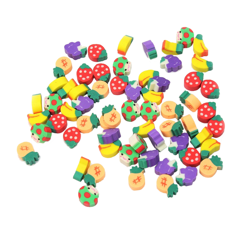 50 Pcs / Lot Cute Fruit Gourmet Shape Eraser School Office Stationery