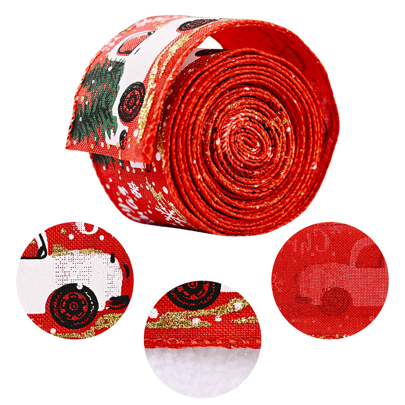 Creative Christmas Decoration Supplies Color Car Print Ribbon Xmas Tree Ornaments