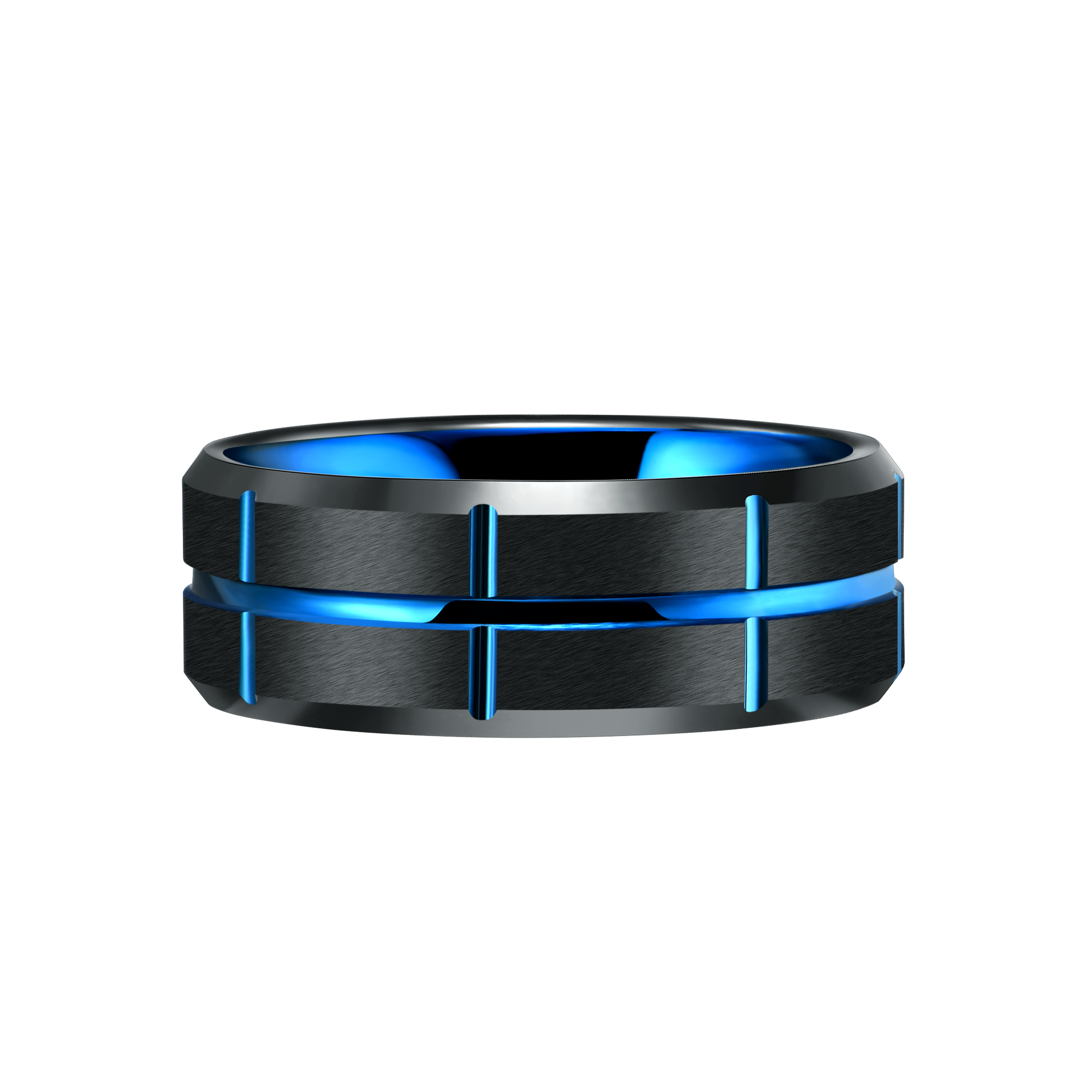 New Arrival Black Tungsten Ring Couples Men's custom Rings ring With Double blue thin line