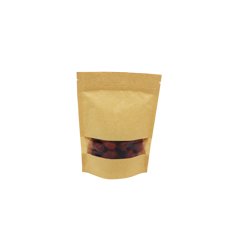 Flat Hot Sealed Square Eco Friendly Biodegradable Waterproof Kraft Paper Packaging Bags With Tear Notches