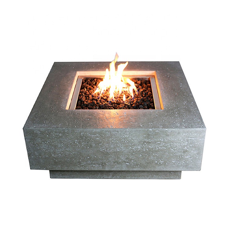 Elementi Ready to ship Nordic patio firepit gas sqaure fire pit table propane outdoor concrete fire pit
