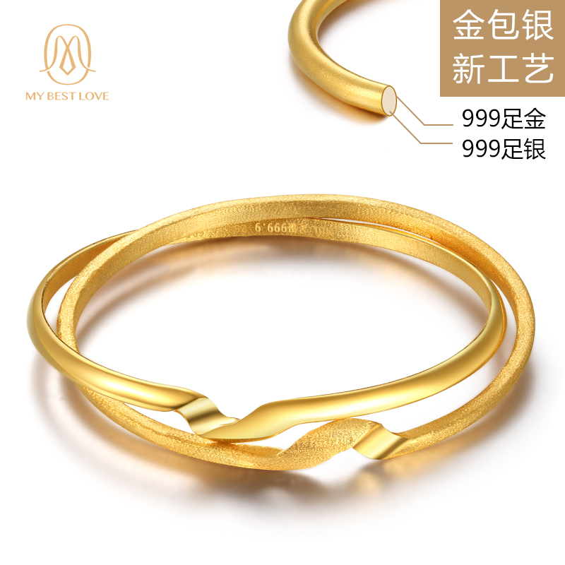 Оптовая продажа ювелирных изделий 24K позолоченный браслет Чистый 999 браслет для леди
