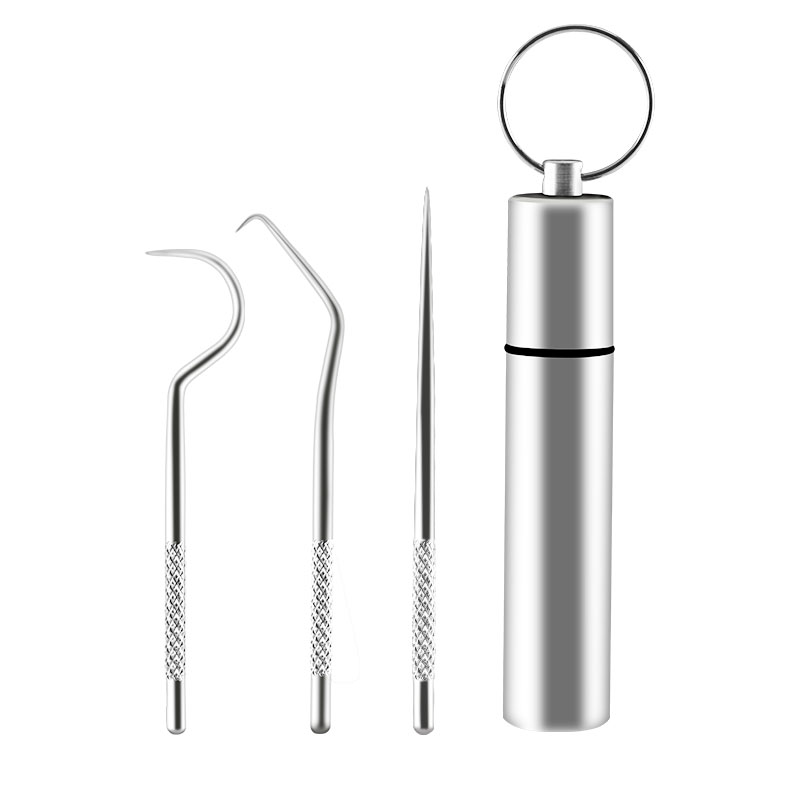 2021 portable toothpick stainless steel toothpick outdoor toothpick waterproof keychain travel tool