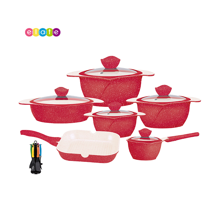 6 pcs diecast Aluminum Granite Nonstick Coating Induction Bottom Cookware Sets
