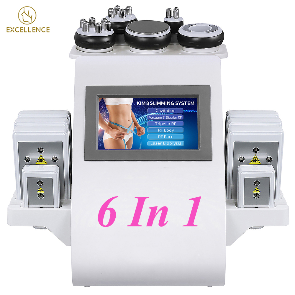 6 In 1 Vacuum Laser Radio Frequency Rf 40k Body Cavitation Lipo Laser Machine Liposuction Ultrasonic Cavitation Machine Slimming