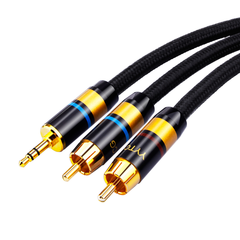 Y-образный сплиттер YYTCG Hifi от 3,5 мм до 2RCA, стерео аудио кабель HiFi для аудиофила, подключение телефона, MP3, CD, ПК к усилителю