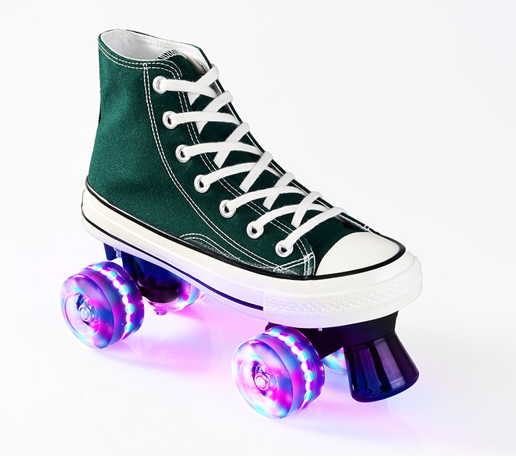 4 Wheels Retractable Quad Skate Double Roller Skates With Light In The Sole