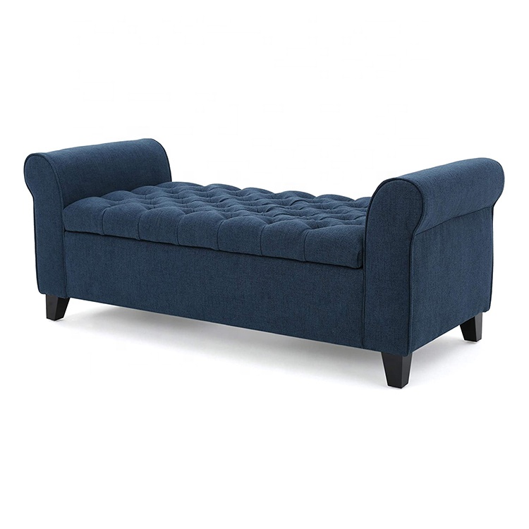 Luxurious Multi functional Soft Sofa Storage Ottoman with Arm Rest
