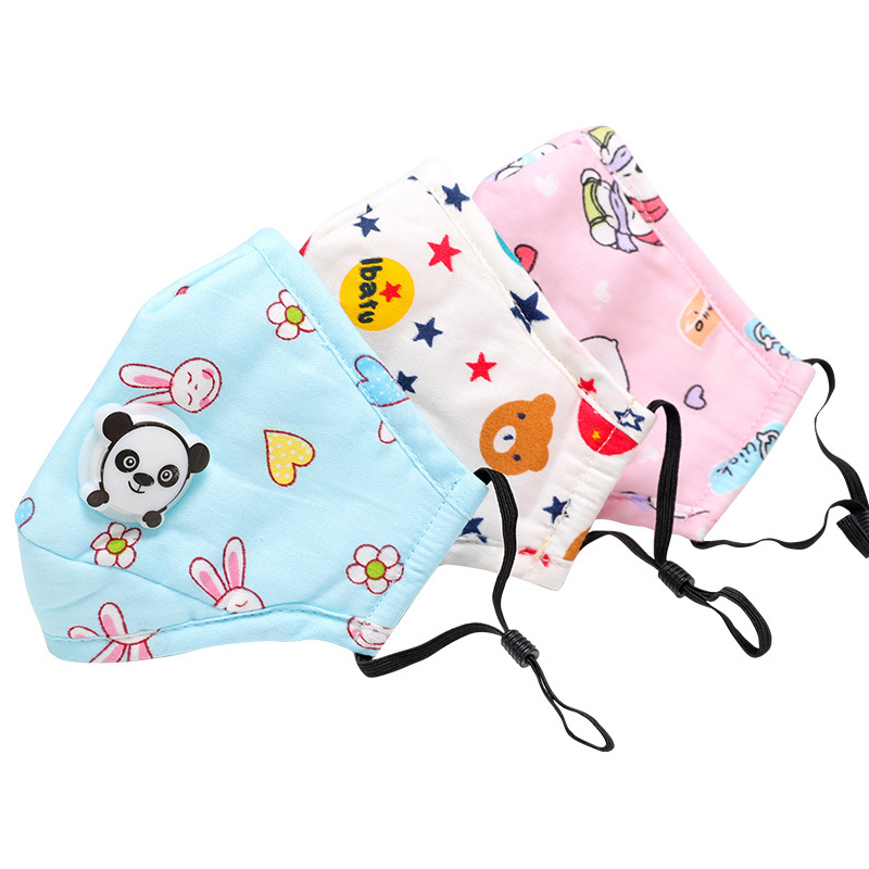 Children's Printed Breathing Valve Cotton Mouth Muffle 3 Layers Filter Kids PM2.5 Dust-proof Anti-fog Half Face Cover