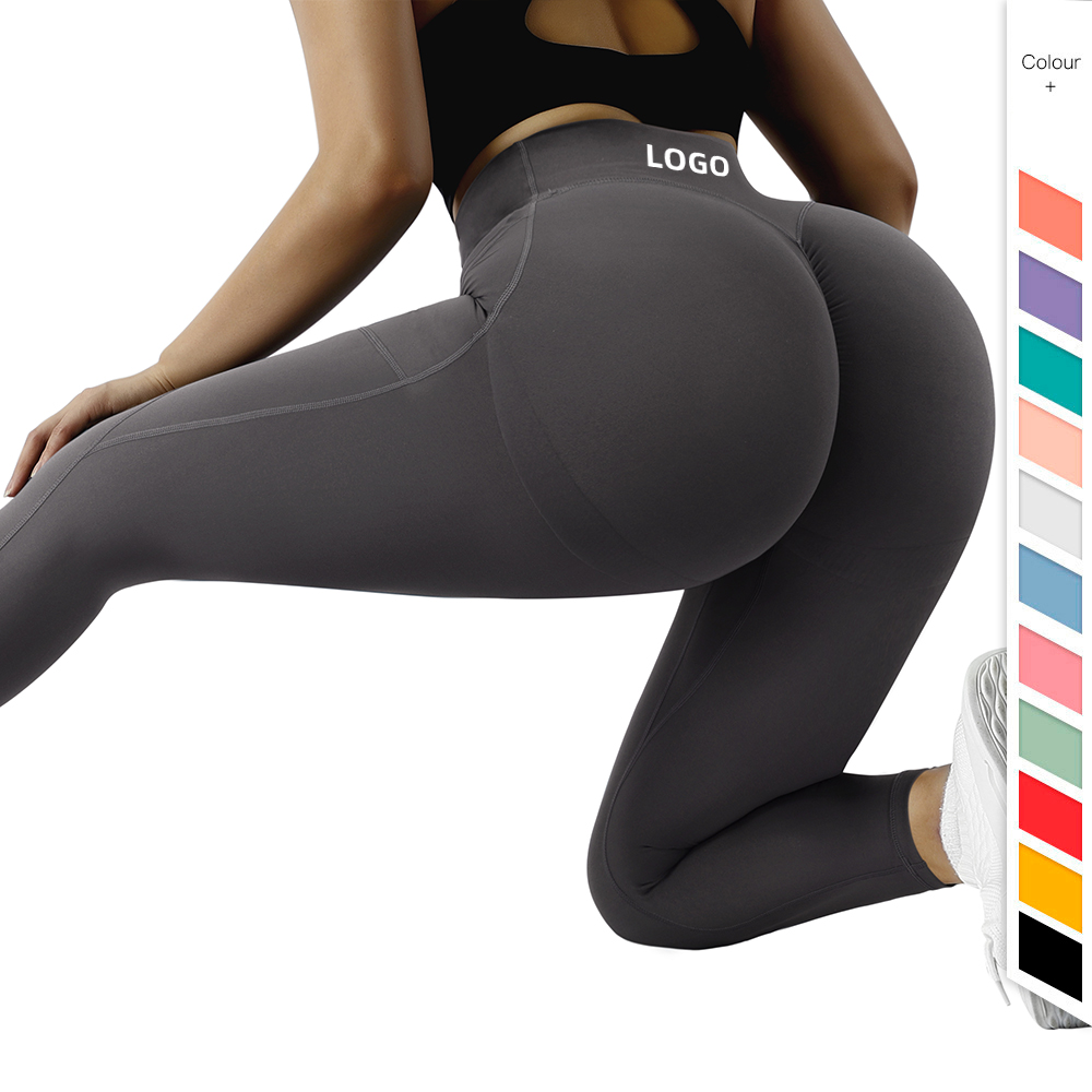 Custom Fitness Apparel Gym Leggings Logo Nylon Athletic Wear Compression Pants Women Tummy Control Workout Leggings With Pocket