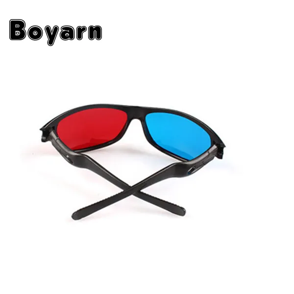 BOYARN new Black Frame Universal 3D Plastic glasses/Oculos/Red Blue Cyan 3D glass Anaglyph 3D Movie Game DVD vision/cinema