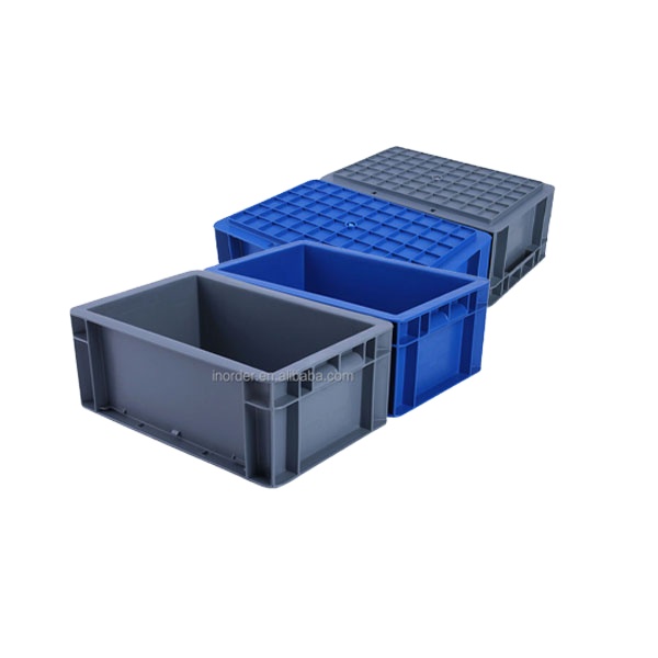 Custom Color & Logo Auto Industrial Use Stackable EU/EURO Plastic Logistics Boxes Container with Lid Injection PP Crate Home Use