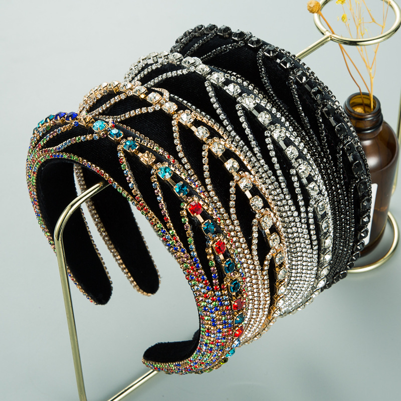 Popular Elegant luxury fashion vintage crystal color diamond baroque ladies hair band
