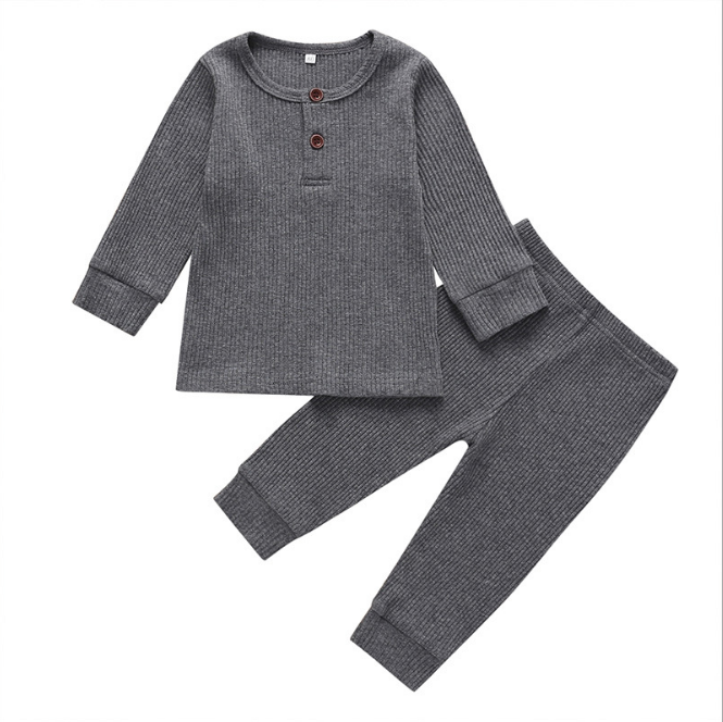 Toddler Baby Boys Girls Long Sleeve Solid Tops+Pants Pajamas Sleepwear Outfits Baby Boy Clothes Children Suits Casual Baby Sets