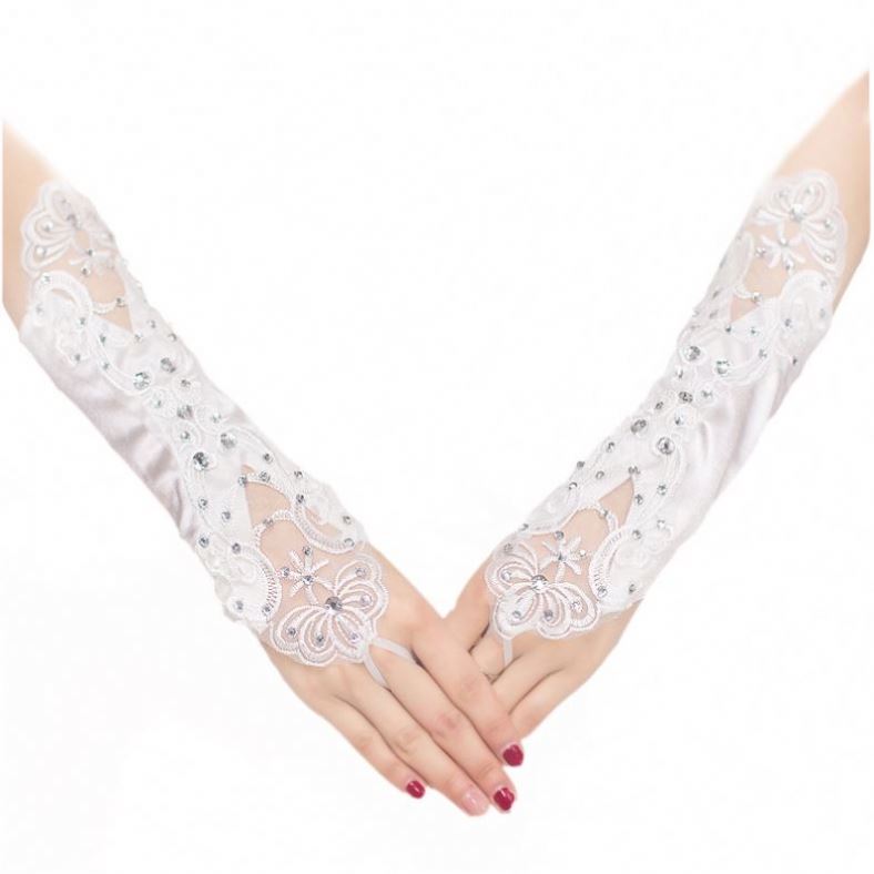 Hot sale top quality cheap long fingerless lace gloves for bridal wedding bridal gloves