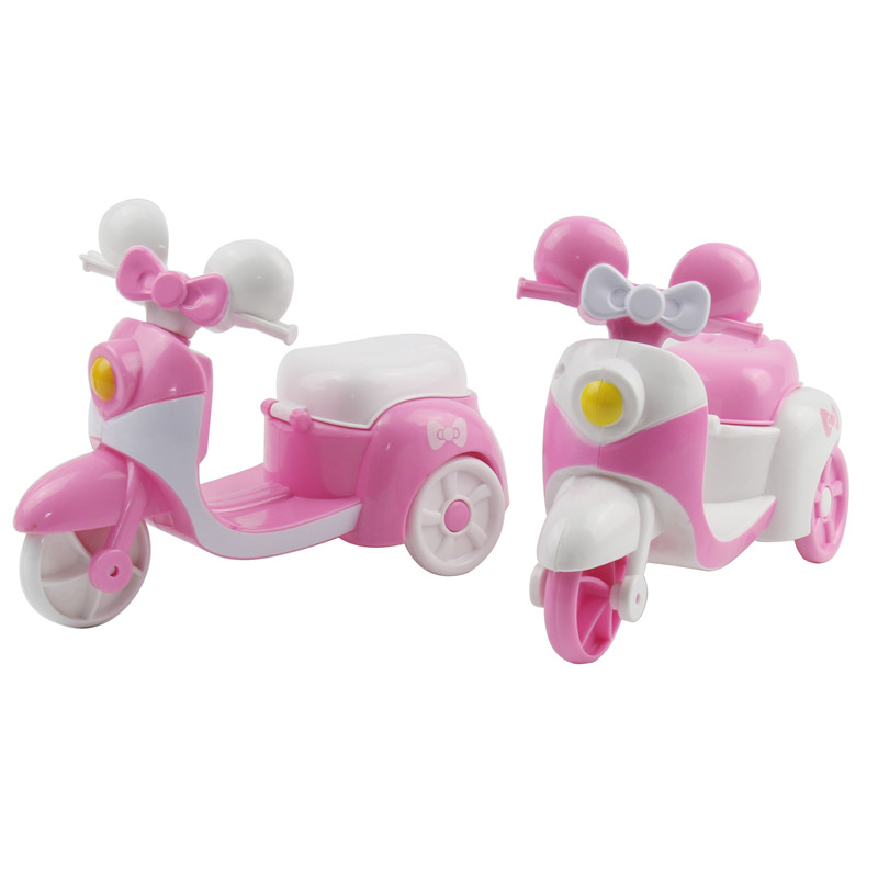 Little Motorcycle Three-wheeled Doll Accessories Girl Motorcycle Children Lovely Mini Simulation Model Car Girl Pretend Play Toy