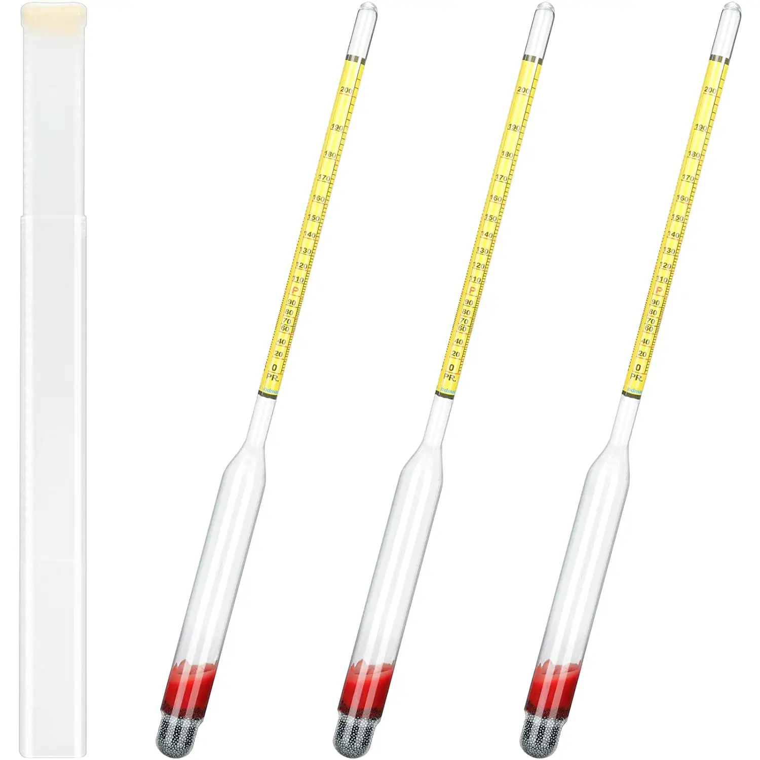Alcoholmeter 0-200 Proof and 0-100 Tralle Alcohol Tester Hydrometer Glass Alcohol Measuring Alcohol hydrometer