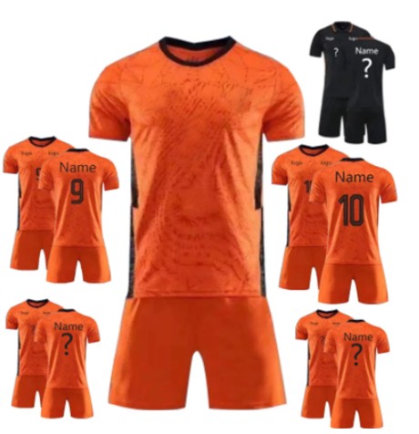 Men's Moisture Wicking Sweatshirt Two Piece Soccer Suit Sublimation Printing Short Sleeve Polyester Loose Team Football Jersey