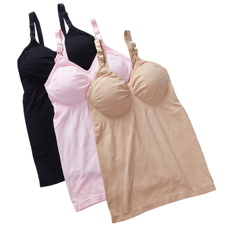 Seamless Maternity Support Tank Top Nursing Camsiole for Breastfeeding Front Closure
