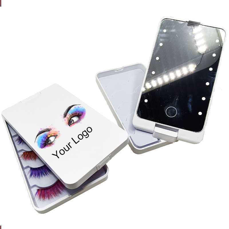 Simple Design Custom Print Logo Cute Pocket Mini Make Up Hand lighted makeup Mirror For Makeup