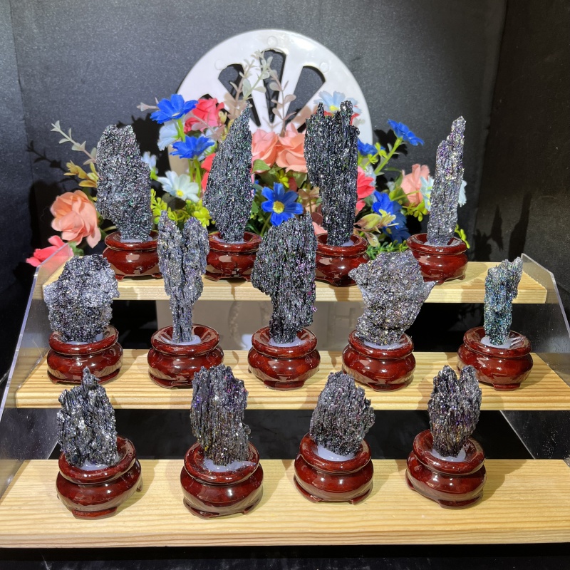 Factory Price Healing Stone Mineral Specimens Raw Stones Colorful Carborundum Seven Color Ore Rough Cluster For Home Decoration