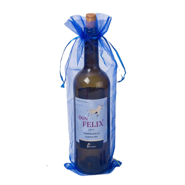 Blue Luxury Organza Wine Bottle Bags Durable Portable Organza Wine Packing pouch Cheap Wholesale Custom Logo