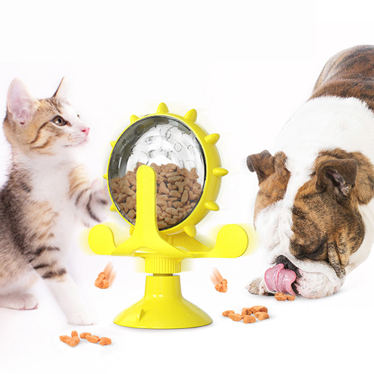 Hot Sale Suction Cup Rotating Windmill Pet Cat Slow Feeder Toy Food Dispensing Cat Toy Turntable interactive toy